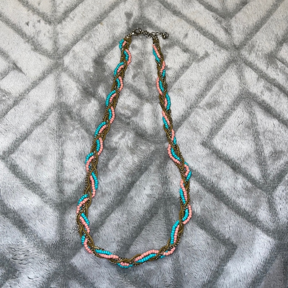 Blue pink brown necklace